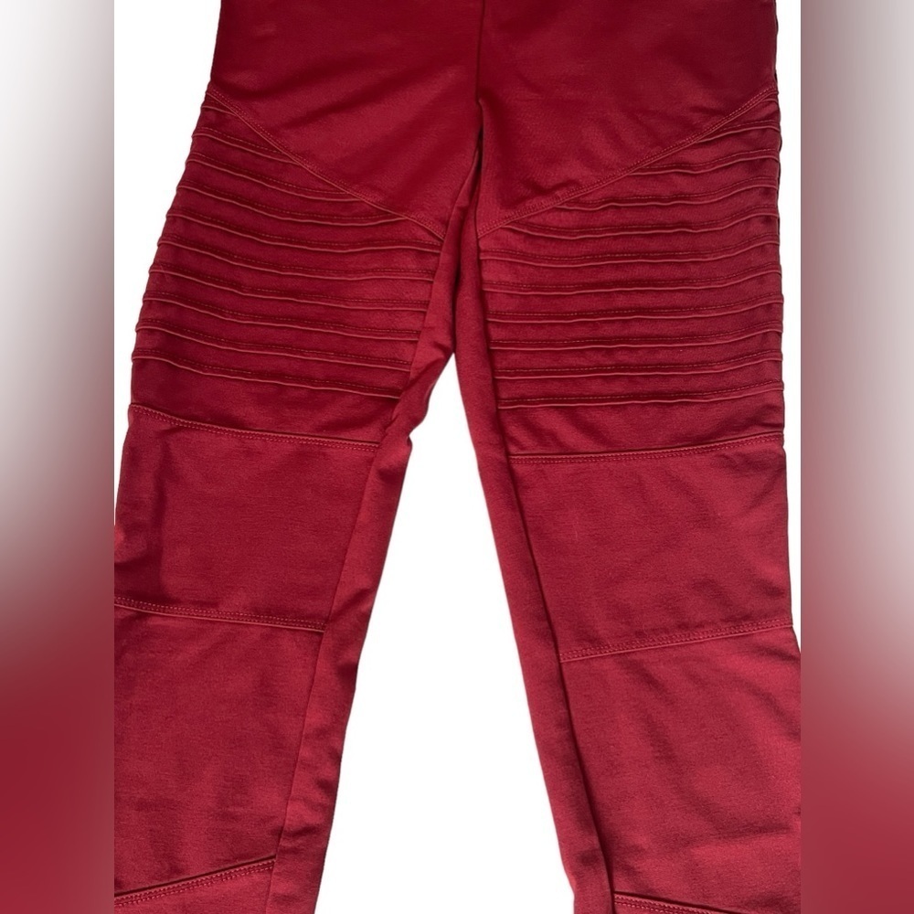 Lux - Womens Motto Style Maroon Leggings Sz MD - Picture 3 of 5
